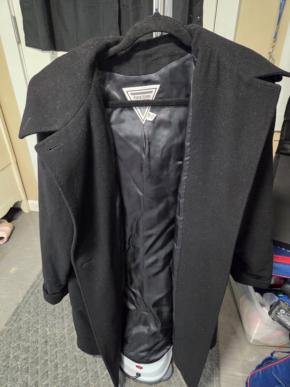 Marvin Richards Black Cashmere-Blend Pea Coat